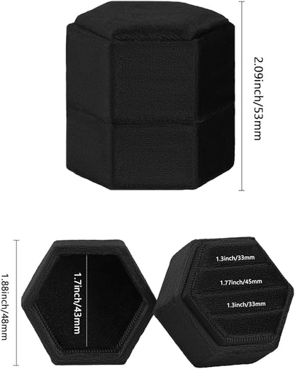 Velvet 3 Slots Jewelry Ring Box Engagement Wedding Box Keepsake Box Bridal Photo Ring Triple Slots Hexagon