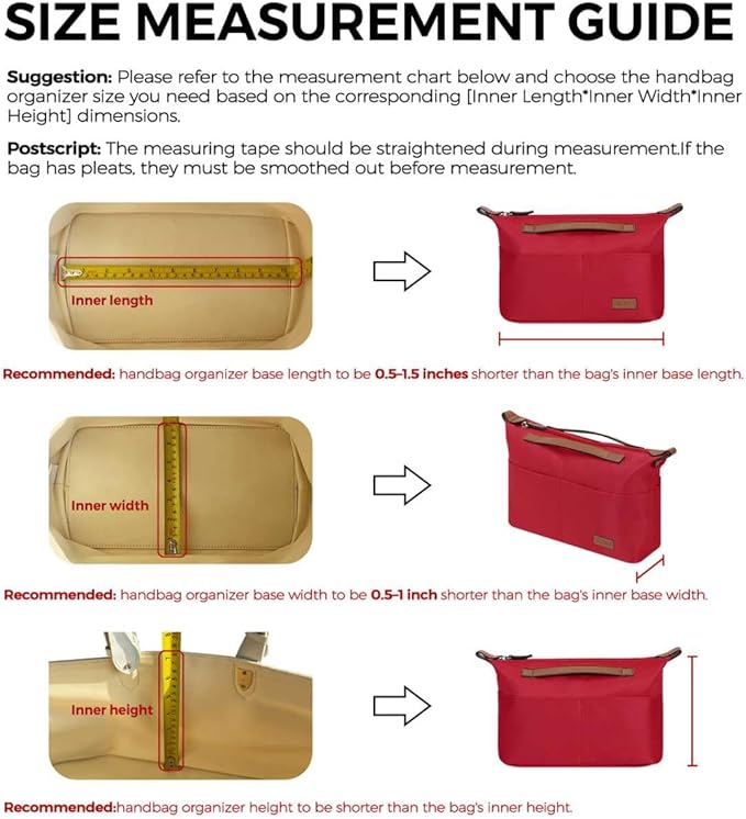 GIVLEFLY Purse Organizer with Zipper Tote Bag Organizer Inserts,Multiple Pockets with Cup&Umbrella Position Lightweight Handbag Dividers with Handle,Fit for Longchamp Neverful(Red,Medium)