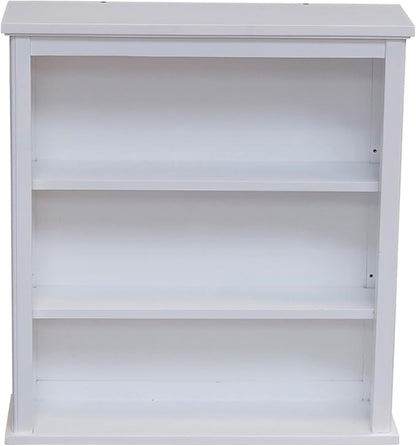 Dorset Wall Mounted Bath Storage Cabinet, 27 in. W x 29 in. H, White, Two Open Shelves, Zinc Metal Hinges, Easy Mount French Cleat System, Ideal for Bathroom Organization and Space Saving