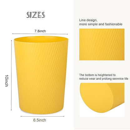 UUJOLY Small Trash Can Wastebasket Garbage Can Container Bins for Bathrooms, Laundry Room, Kitchens, Offices, Kids Rooms, Dorms (Yellow)