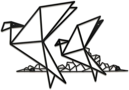 SIGNLEADER Metal Wall Art Decor Origami Birds in Flight Modern Abstract Wall Sculpture Hangings Home Decoration for Living Room, Bedroom, Bathroom, Kitchen, Outdoor - 18" Black