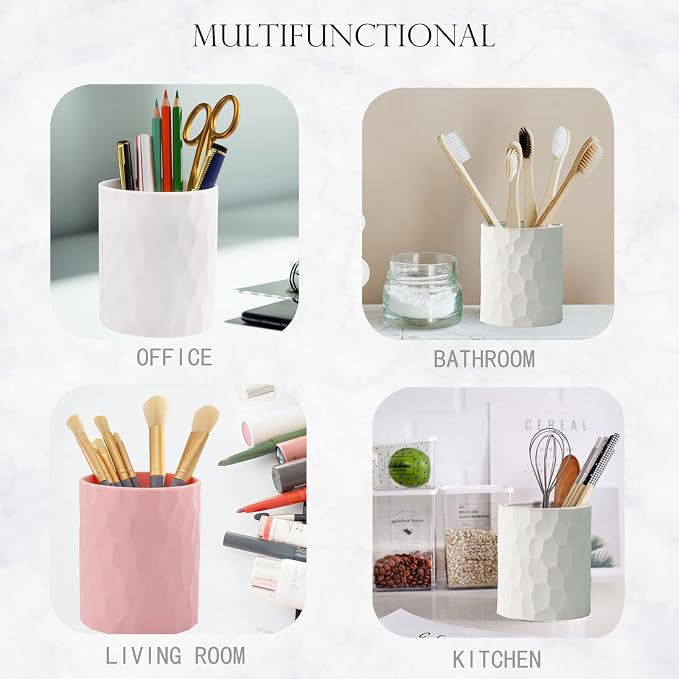 minimaliving Pen Holder,Nordic Style Silicone Waterproof Pencil Holder for Desk Simple&Modern Minimalist Makeup Organizer Multifunctional Office Supplies for Home,Kids and School(Beige)