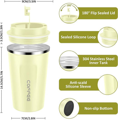 CS COSDDI 12 oz Stainless Steel Vacuum Insulated Tumbler - Coffee Travel Mug Spill Proof with Lid - Coffee Cups for Keep Hot/Ice Coffee,Tea and Beer