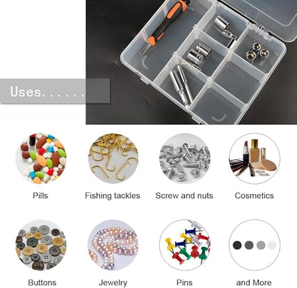 Vidifor 9 Grids Plastic Storage Compartment Organizer Container with Adjustable Dividers for Crafts, Earrings, Screws, Nail, Pins and More (1)