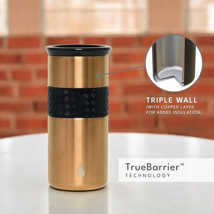 Elemental Artisan Insulated Tumbler, Triple Wall Coffee Travel Mug, Reusable Stainless Steel Coffee Tumbler with Ceramic Lid, Thermal Coffee Cups for Hot (6 Hrs) & Cold (18 Hrs), 16oz - Copper