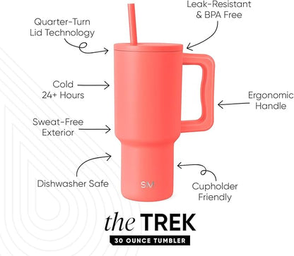 Simple Modern 30 oz Trek Tumbler with Handle and Straw Lid | Cup Holder Friendly Insulated Stainless Steel Travel Mug | Honolulu