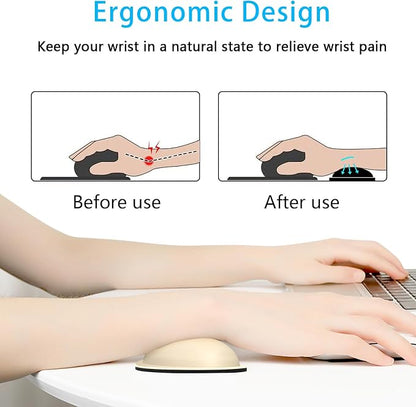 Dapesuom Mouse Wrist Rest, Ergonomic Memory Foam Mouse Wrist for Computer Desk Mats Support, PU Leather Hand Rest Pad Cushion for Gaming, Laptop, Men, Women, Pain Relief & Easy Typing, Colonial White