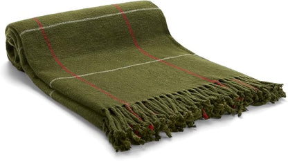 Arus Acrylic Highlands Collection Queen Size Tartan Plaid Design Throw Blanket Green-Olive, 60x80 inches