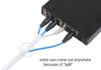 Alex Tech 20ft - 1.5 inch Cord Protector Wire Loom Tubing Cable Sleeve Split Sleeving for USB Cable Power Cord Audio Video Cable - Protect Cat from Chewing Cords - White