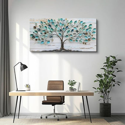 MHARTK66 Canvas Wall Art Colorful Trees Large Paintings For Living Room Abstract Wall Decor Bedroom Farmhouse Artwork For Office Blue Landscape Watercolor Pictures Rustic Wall Hanging Decor 20x40