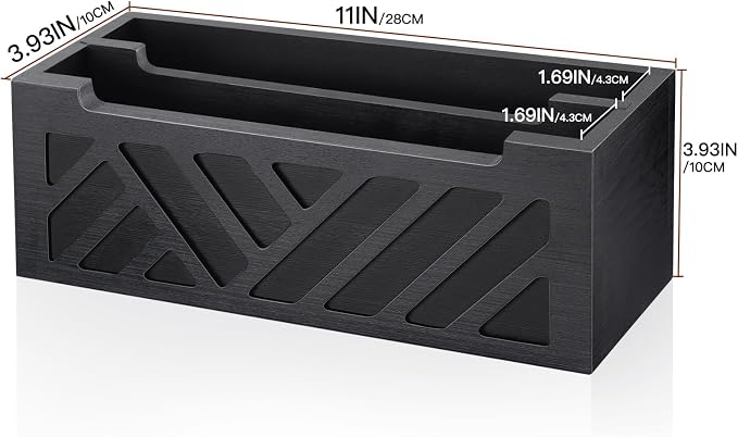 MINCORD Mail Organizer Mail Holder Countertop with 2 Slots, Wood Mail Basket for Wall Table Desk, Envelope Bill Holder for Home Office Decor (Black-2)