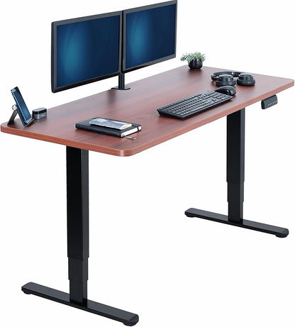VIVO Electric 60 x 24 in Dual Motor Sit Stand Desk, Memory Height Adjustment, 2B Series, Dark Walnut Top Black Frame, DESK-KIT-2B6D