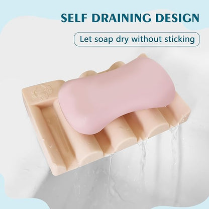 Silicone Soap Dish,Self Draining Soap Holder Perfect for Shower,Bathroom Sink,Kitchen Sink & Travel,Non-Slip Bar Soap Holder Extend Soap Life,Keep Soap Bars Dry & Easy Cleaning Pink-1Pcs
