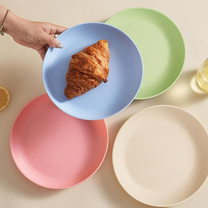 Wheat Straw Dinnerware Sets for 4,Unbreakable Tableware Set Wheat Straw Plates Bowls Cup Sets Kitchen Dishes 16pcs College Dorm Room Essentials Cutlery Set Microwave Dishwasher Safe Camping Picnic