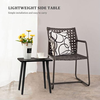 FORAOFUR Side Table, Modern Accent End Table with Wooden Legs, Easy to Assemble Mini Living Room Table for Sofa Bedroom, Minimalist Black Furniture for Small Apartments and Limited Spaces