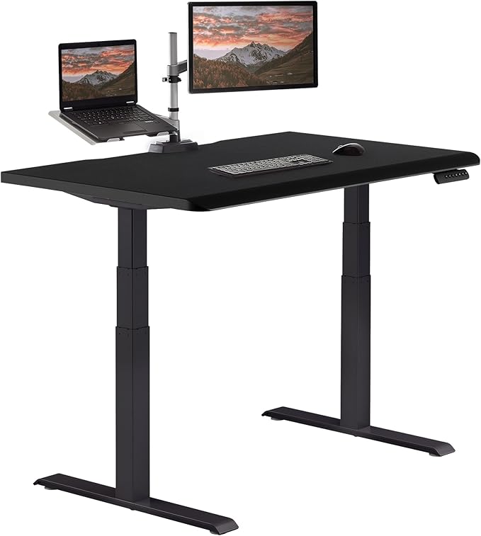 Vari ComfortEdge 48x30 Inch Adjustable Electric Standing Desk – Sit Stand VariDesk with Memory Presets, Sloped Edge, 220 LB Capacity + Tool-Free Assembly (Black Top/Black Legs)