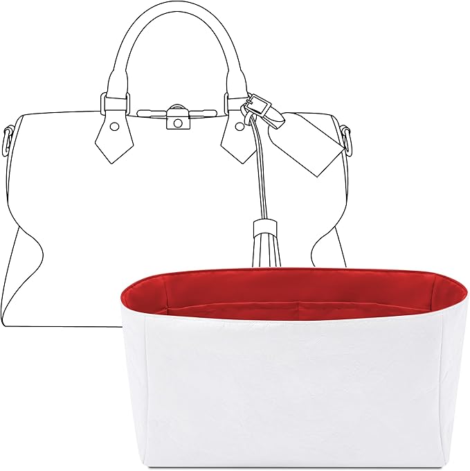 Tote Bag Organizer Insert for LV Soft Speedy Dark Handbag, Custom Fit Inside Premium Rogue Coeur Lightweight WaterResistant Purse Insert with Cup Holder Accessories