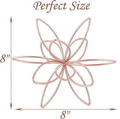 8" Metal Sphere Decor, Metal Floral Tabletop Sculpture, Abstract Tabletop Decorative Spheres for Home Decor (Rose Gold)