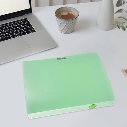 WOONEKY Pastel Color Thickened File Storage Box Portable Document Organizer Case with Capacity PP Material Folder Organizer for Office and Home Use Reusable File Holder in Light Green