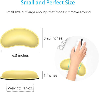 Dapesuom Mouse Wrist Rest, Ergonomic Memory Foam Mouse Wrist for Computer Desk Mats Support, PU Leather Hand Rest Pad Cushion for Gaming, Laptop, Men, Women, Pain Relief & Easy Typing, Lemon Yellow