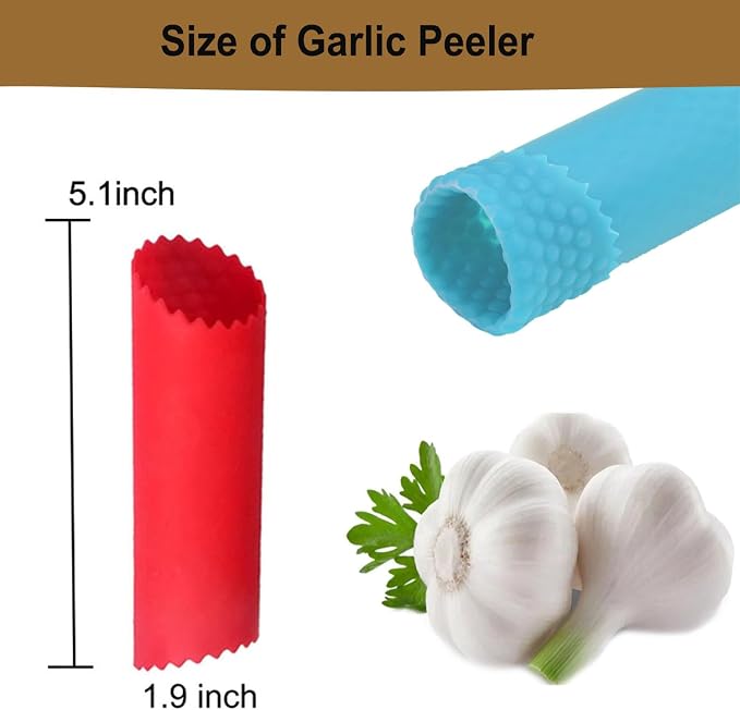 Garlic Peeler Set, 10 Pieces Silicone Garlic Roller Garlic Peeler Tube Easy Garlic Peeled Tool Skin Remover Roller Keeper Convenient for Kitchen Use