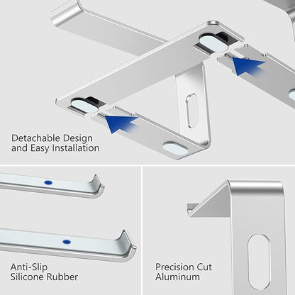 BESIGN LS03 Aluminum Laptop Stand, Ergonomic Detachable Computer Stand, Notebook Riser, Laptop Mount Compatible with Air, Pro, Dell, HP, Lenovo More 10-15.6" Laptops, Silver
