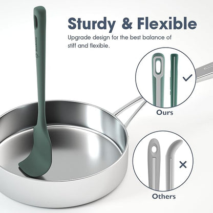 ChefAide 4 Pieces Silicone Spatula Set, Food Grade Rubber Spatula, Upgrade Strong Handle with Ergonomic Grip, Heat Resistant for Nonstick Cookware, Cooking