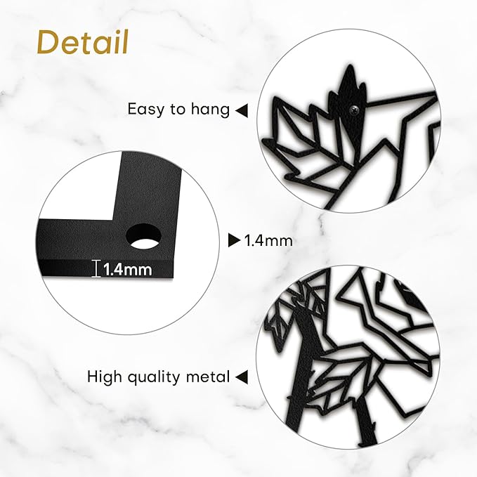 SIGNLEADER Metal Wall Art Decor Thorny Rose Modern Abstract Wall Sculpture Hangings Home Decoration for Living Room, Bedroom, Bathroom, Kitchen, Outdoor - 30" Black