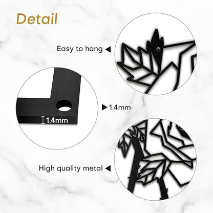 SIGNLEADER Metal Wall Art Decor Thorny Rose Modern Abstract Wall Sculpture Hangings Home Decoration for Living Room, Bedroom, Bathroom, Kitchen, Outdoor - 30" Black