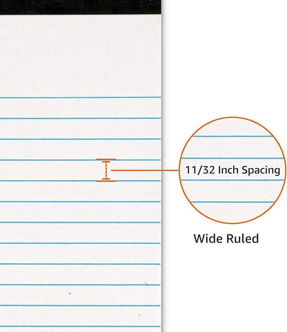 Amazon Basics Wide Ruled Lined Writing Note Pads for Office Supplies, 8.5" x 11.75", White, 12-Pack of 50 Perforated Sheets