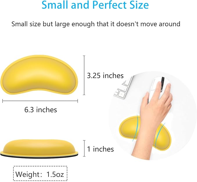 Dapesuom Mouse Wrist Rest, Ergonomic Memory Foam Mouse Wrist for Computer Desk Mats Support, PU Leather Hand Rest Pad Cushion for Gaming, Laptop, Men, Women, Pain Relief & Easy Typing, Apricot Yellow
