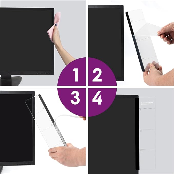 Office Desk Accessories 2pcs Monitor Memo Board Computer Message Board Office Supplies for Women Men Computer Sticky Note Holder with Functional Areas Home Office Accessories Office Must Haves