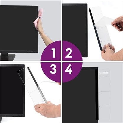Office Desk Accessories 2pcs Monitor Memo Board Computer Message Board Office Supplies for Women Men Computer Sticky Note Holder with Functional Areas Home Office Accessories Office Must Haves