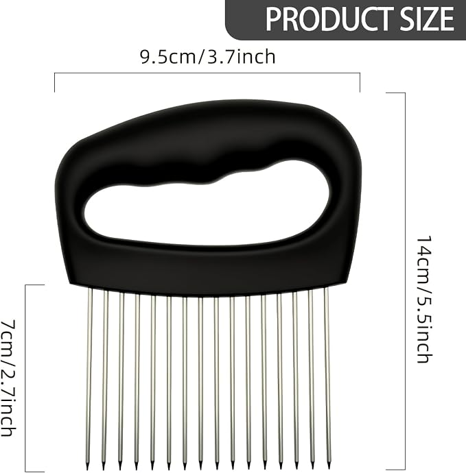 Extra-Large Onion Holder for Slicing, Onion Cutter Vegetable Chopper, Extra-Large Tomato Slicer with 16 Long Needles, Stainless Steel Tomato Potato Slicer, Meat and Food Slicing