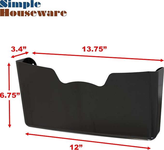 Simple Houseware Single Pocket Wall Mount for Hanging File Holder, 3 Packs, Black