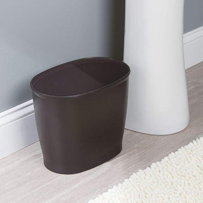 mDesign Plastic Compact Toilet Bowl Brush, Round Slim Wastebasket, Garbage Can/Recycling Bin Combo - Bathroom Cleaning/Storage, Holds Tissue, Cotton Balls, Trash, Hyde Collection, Set of 2, Bronze