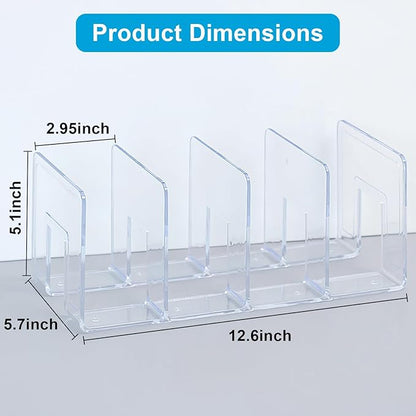 Marte Vanci Clear Acrylic File Sorter, Acrylic Purse Organizer, Sturdy Desk Magazine Holder Handbag Organizer Clutch Divider for Letter Office Supplies 4 Sections
