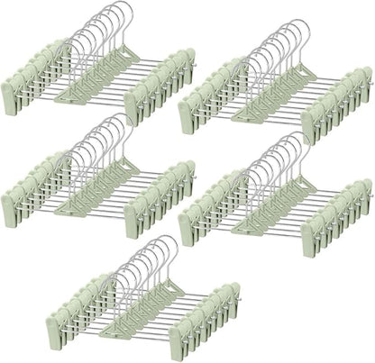 Northern Brothers Space Saving Pants Hangers with Clips, 50 Pack, Green, Plastic