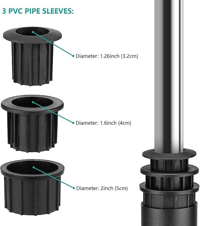 Stainless Steel Deck Umbrella Mount,Heavy Duty Patio Umbrella Holder for Deck Railing (Fit Max OD 2 Inch),Can Be Installed at Right Angles or Flat Surfaces,Black