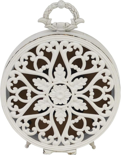 NIKKY HOME Table Clock, Vintage Desk Clock, Antique White Finish Table Clocks, Non-Ticking Battery Operated Decorative Shelf Clock for Living Room Bedroom Gift Clocks