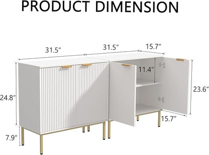 Fluted Sideboard, Buffet Cabinet with Storage, Wooden with Doors and Shelves, Accent Cabinet for Living Dining Room, Entryway