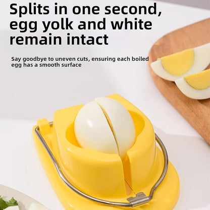 Egg Slicer, Semi-Round Curved Yellow Egg Cutter for Hard Boiled Eggs – Stainless Steel Wire Cutter with Ergonomic Handle for Salad, Cobb Salad, Avocado Toast & Food Garnish, Easy to Clean (1)