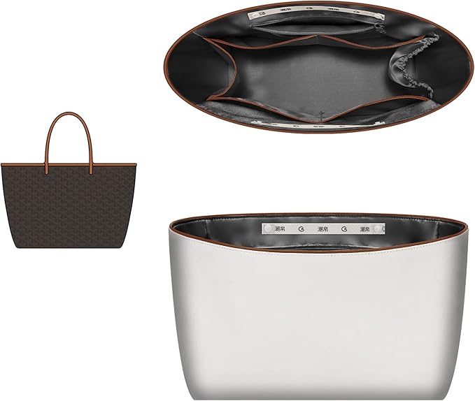 GIVLEFLY Purse Organizer Insert Fit for Anjou Mini Tote Bag Organizer Insert with Cup Holder, Light Weight Purse Dividers for Inside Purse with Built-In Zipper Pocket (Dark Gray Lining, Mini)