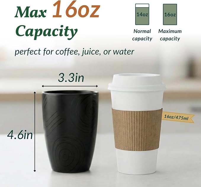 Homienly Drinking Glasses 16oz Wheat Straw Cups-Stackable and Reusable Cups, Alternative to Plastic Cups for Iced Coffee, Smoothies,Iced Tea-Black Grey