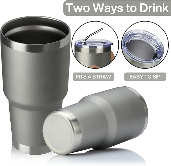 MEWAY 30oz Tumbler Double Wall Vacuum Insulated Travel Mug, Stainless Steel Tumbler with Lid, Durable Powder Coated Insulated Coffee Cup for Cold & Hot Drinks (Cold Grey,1 PACK)