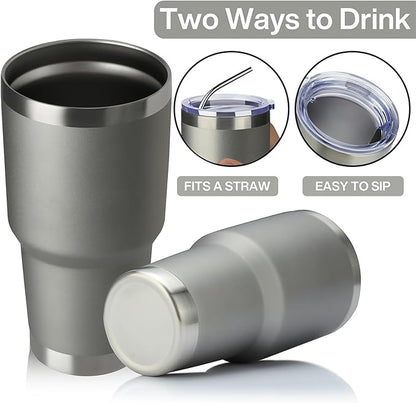 MEWAY 30oz Tumbler Double Wall Vacuum Insulated Travel Mug, Stainless Steel Tumbler with Lid, Durable Powder Coated Insulated Coffee Cup for Cold & Hot Drinks (Cold Grey,1 PACK)