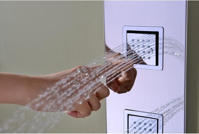 ANZZI Shower Head Panel 53", Tower System, Polished Chrome Stainless Steel Metal 3 Turbo Jetted & Multi Functional, High Pressure Jet + Rainfall + Handheld Wand Combo, Wall Mount (SP-AZ015)