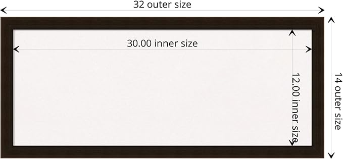 Amanti Art White Cork Board for Wall, 14x32 Vision Board with Brown Wood Frame, Medium Corkboard Office Decor for Home Organization, Rustic Farmhouse Corkboard Pinboard to display items for home