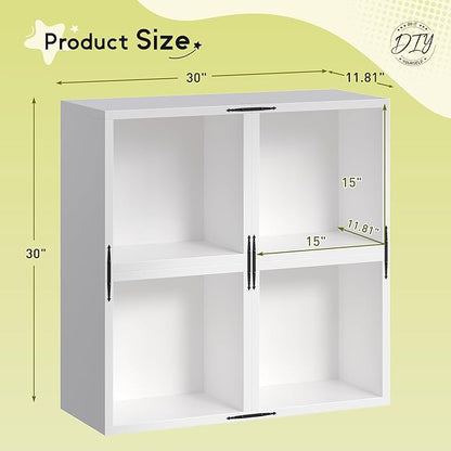 4 Cube Bookshelf Organizer, DIY Wooden Open Book Shelf with Anti-Tip Design, Cube Book Shelf for Bedroom, Office, Dorm, White