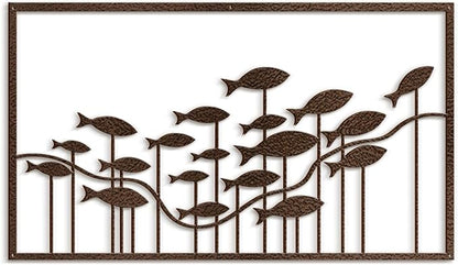 SIGNLEADER Metal Wall Decor Ocean Flowing School of Fish Minimalist Modern Abstract Wall Sculpture Hangings Home Decoration for Living Room, Bedroom, Bathroom, Kitchen, Outdoor - 36" Bronze